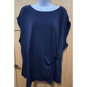 Alfani Womens Side Twist Top Modern Navy Size 3X Polyester/Rayon